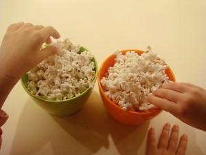 Popcorn in bowls