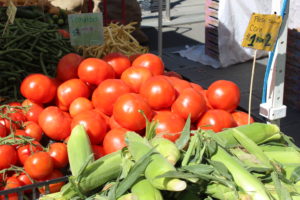 Tomatoes, corn, snap peas for sale