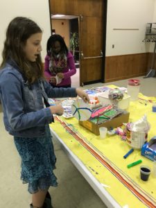 Two young girls working on STEM science projects