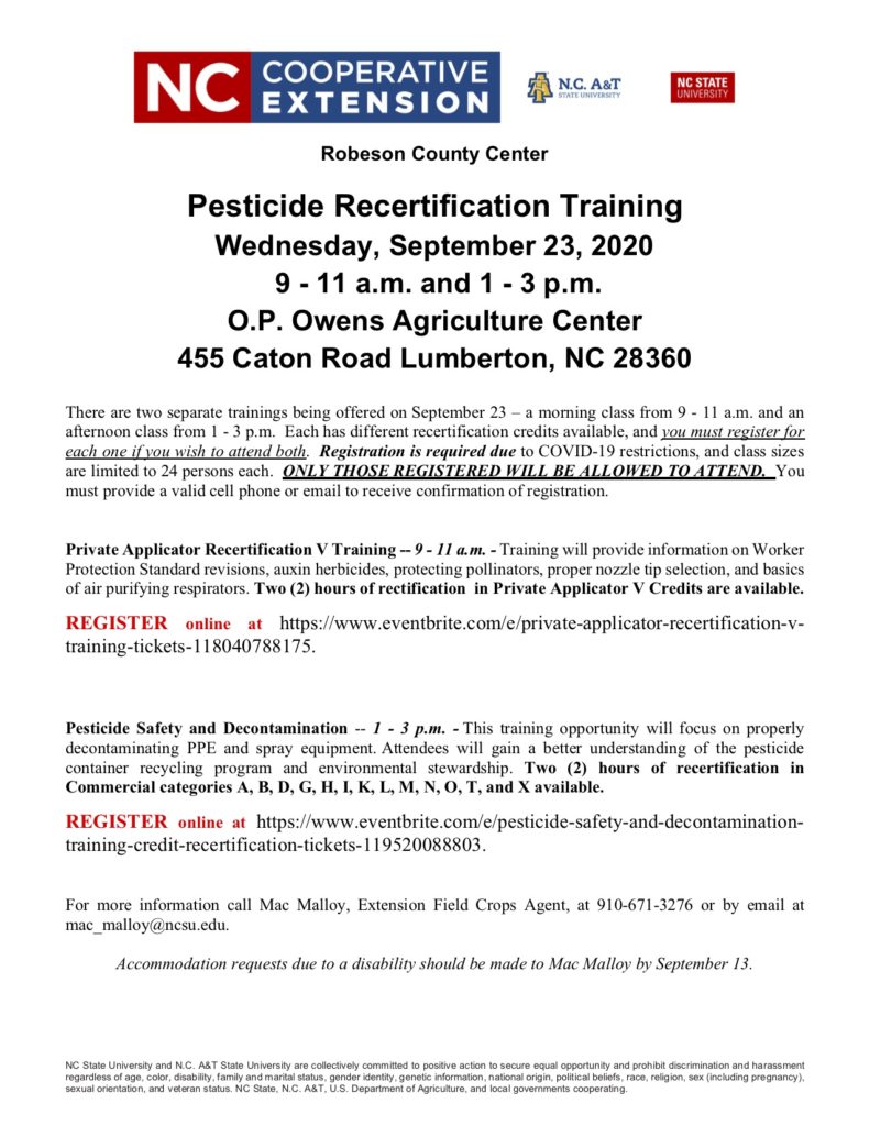 Pesticide Recertification Training North Carolina Cooperative Extension
