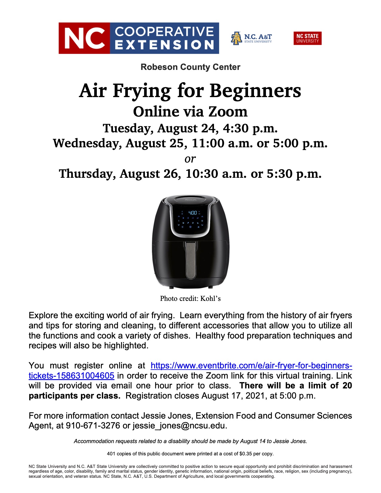 Air Fryer Class Flier
