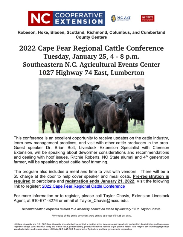 2022 Cape Fear Regional Cattle Conference N.C. Cooperative Extension