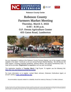 Cover photo for Robeson County  Farmers Market Meeting