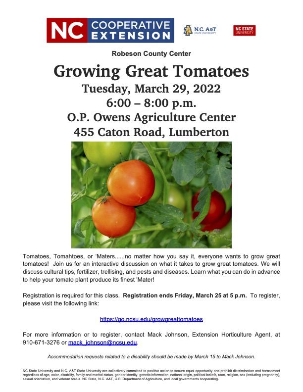 Tomato Workshop Information FLier