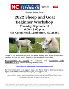 Cover photo for 2022 Sheep and Goat  Beginner Workshop