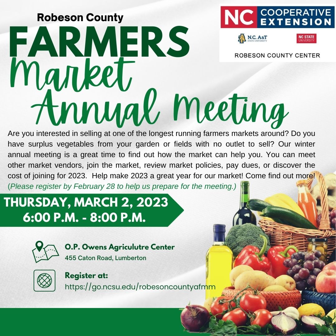 Robeson County Farmers Market Annual Meeting.