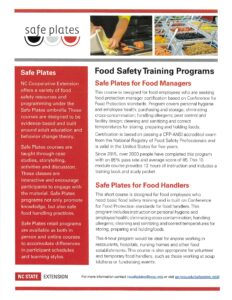 Cover photo for Safe Plates for Food Managers Training Program