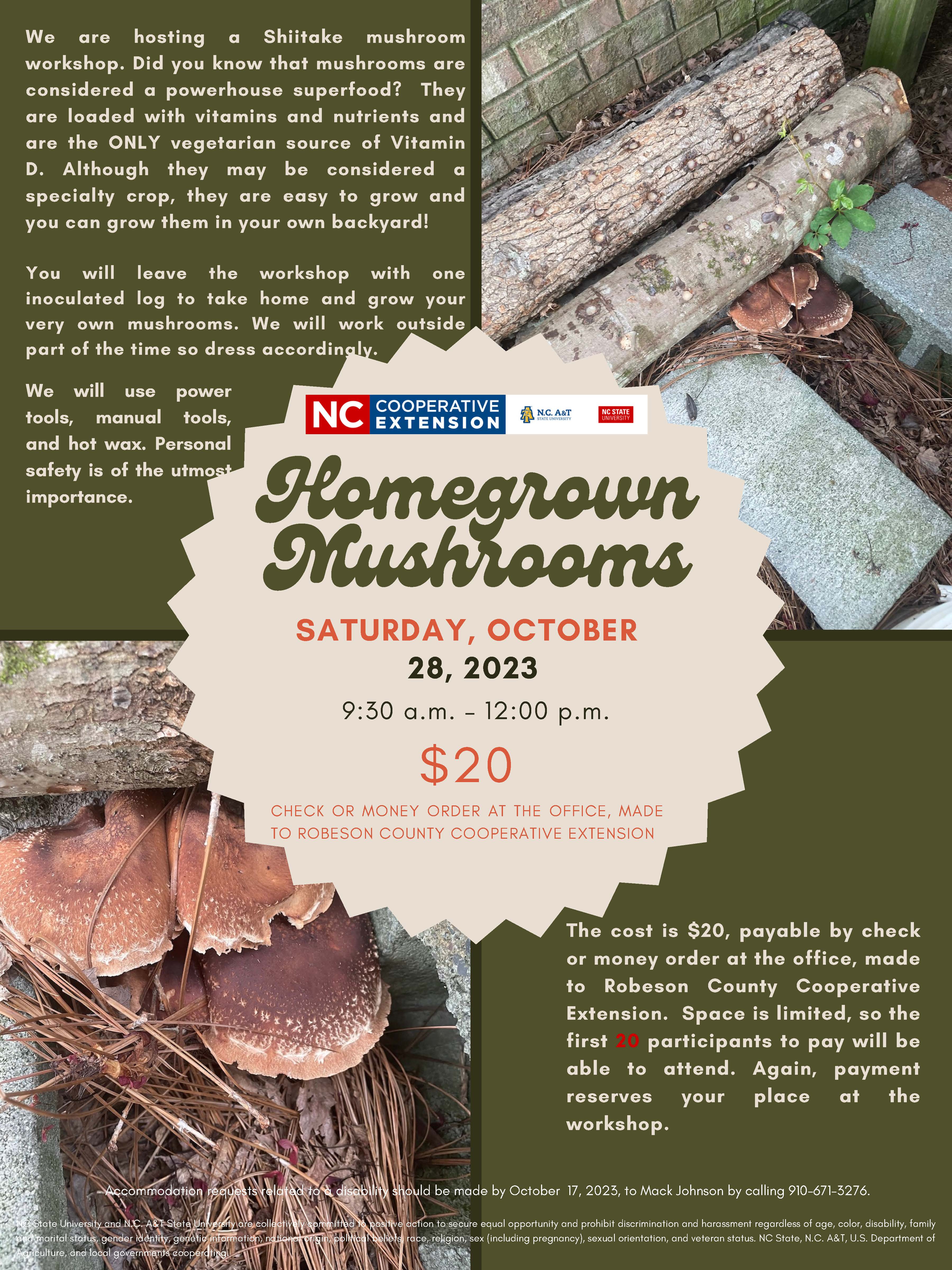 Homegrown Mushrooms Event Flyer