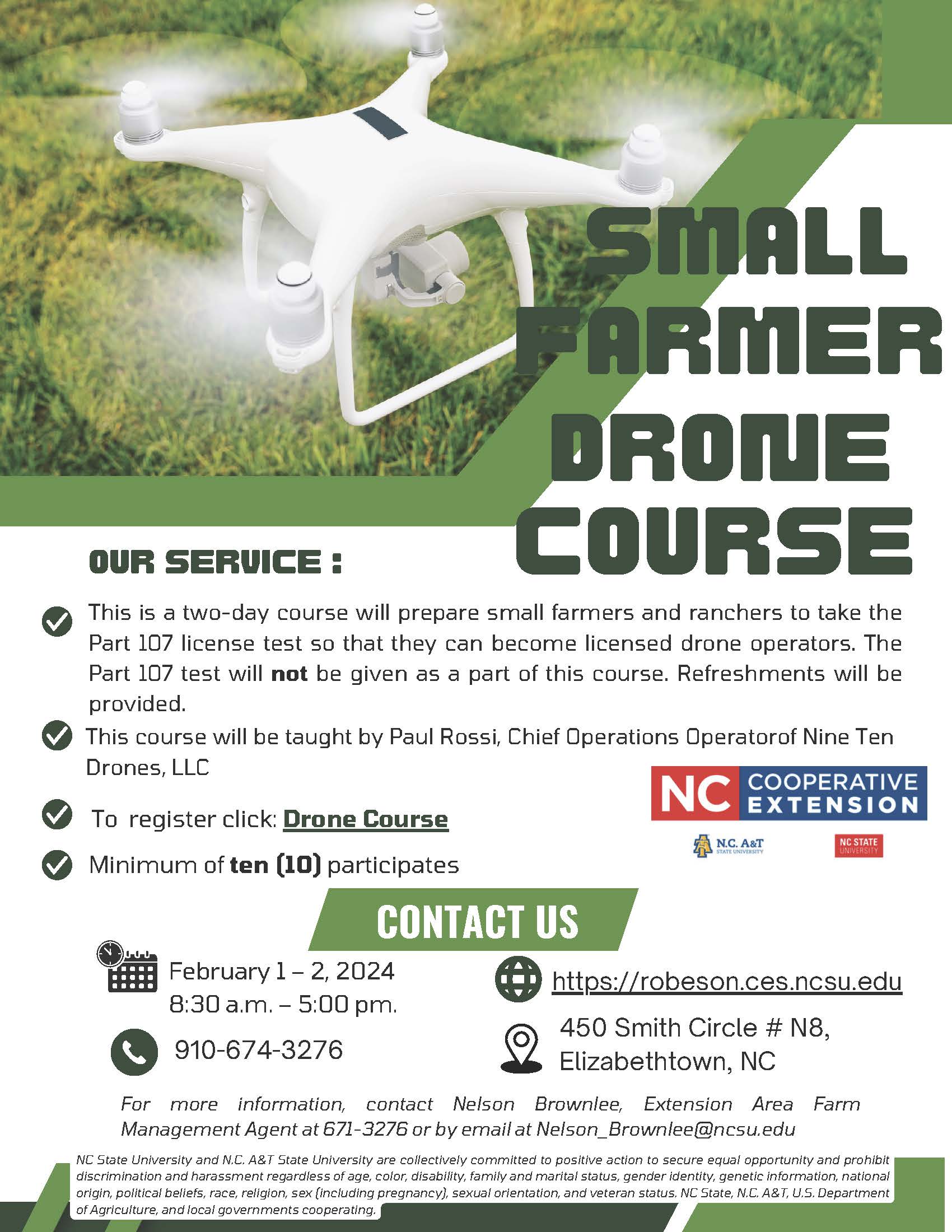 Small Farmer Drone Course  N.C. Cooperative Extension