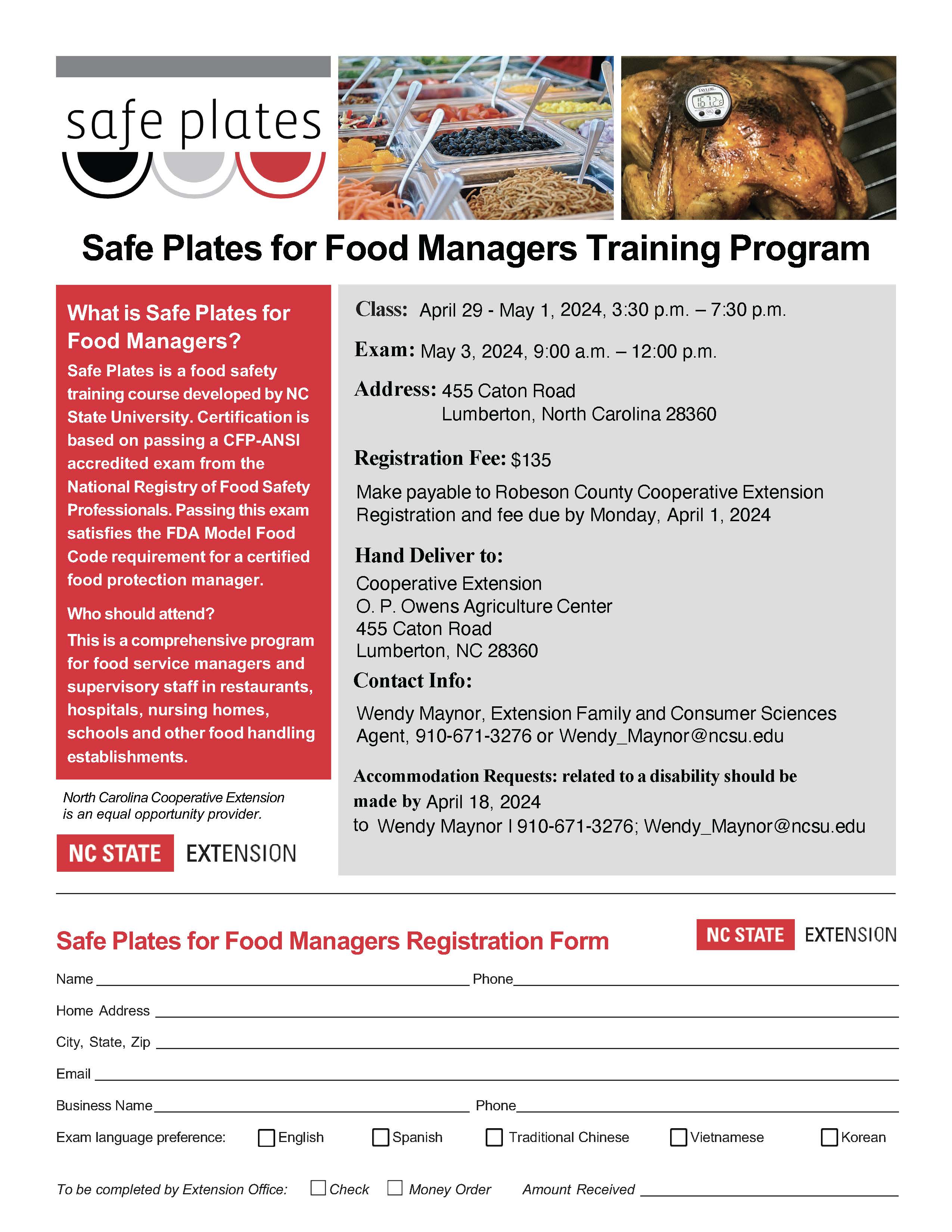 safe plates Training Program form